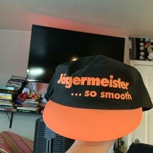 Jagermeister Hat Double Bill Promotional Cap Orange and Black Double Sided Rare